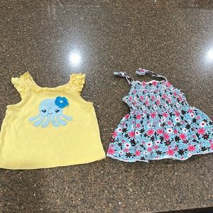 “SOLD” Lot of 2 girls tops, octopus appliqué and flower pattern, size 3T, barely